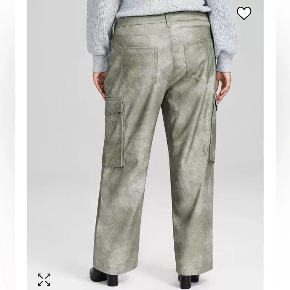 Trendy Plus Size Faux-Leather Cargo Pants in size 28W